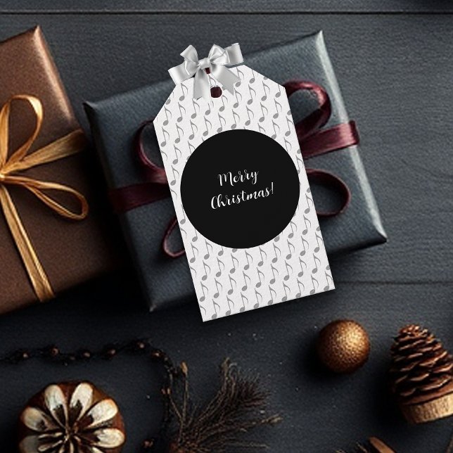 Chic Hahnentrittmuster Musical Notes Frohe Weihnac Geschenkanhänger (Von Creator hochgeladen)