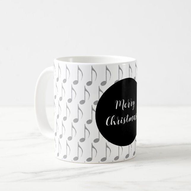 Chic Hahnentrittmuster Musical Notes Frohe Weihnac Kaffeetasse (Vorderseite Links)
