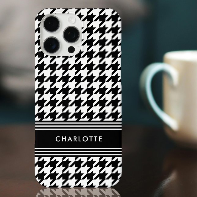 Chic Hahnentrittmuster Pattern Name Schwarz-weiß iPhone Hülle (Von Creator hochgeladen)