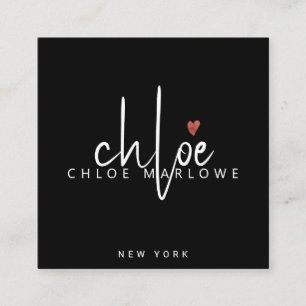 Chic Hair Stylist Minimalistisch Monogram Black Quadratische Visitenkarte