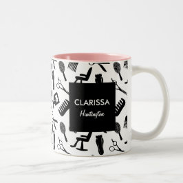 Chic Hair Stylist Pattern Individuelle Name Zweifarbige Tasse