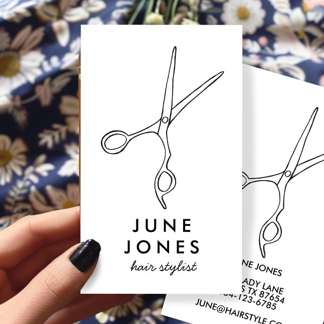 Chic Hair Stylist Scissors Salon Minimal B&W Visitenkarte (Chic Hair Stylist Scissors Salon Minimal B&W Business Card
)