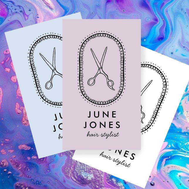 Chic Hair Stylist Scissors Salon Minimal Einfach Visitenkarte (Von Creator hochgeladen)