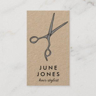 Chic Hair Stylist Scissors Salon Minimal Kraft Visitenkarte