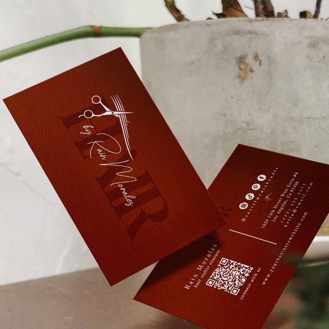 Chic Hairstylist Scissors Minimaler QR Code Visitenkarte (Von Creator hochgeladen)