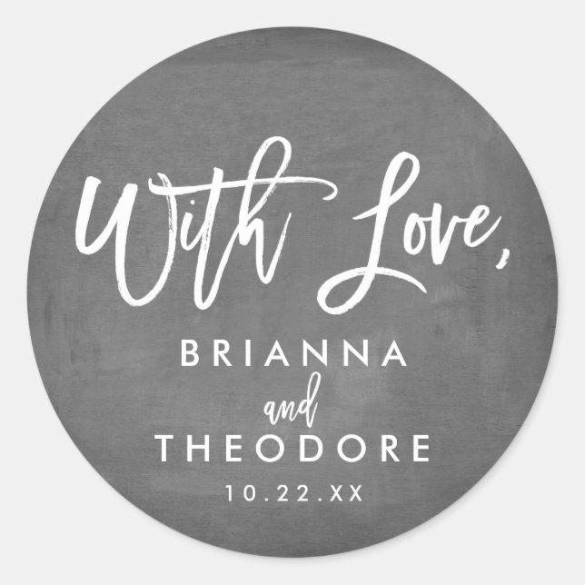Chic Hand Briefing Hochzeit mit Liebe Gefallen Lab Runder Aufkleber (Vorderseite)