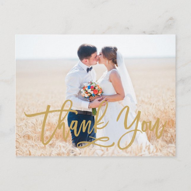Chic Hand Briefings Hochzeit Vielen Dank Postcard  Postkarte (Vorderseite)