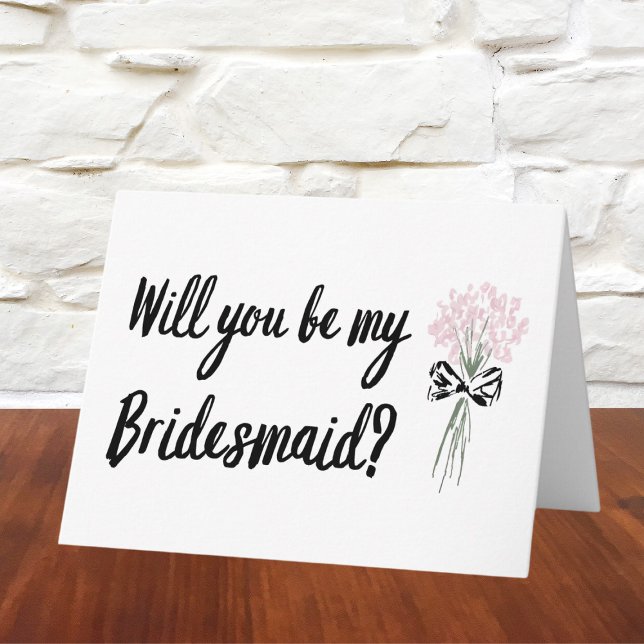Chic Hand Drawing wird mein Vorschlag für Bridesma Karte (Pop the question to your bridal squad with this fun floral proposal card! Simple, chic, and sweet.)