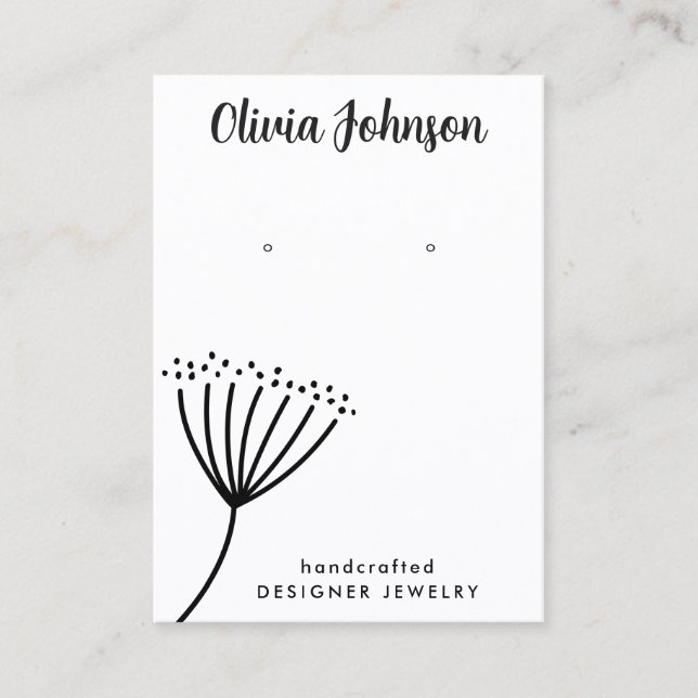 Chic Hand Drawn Dandelion Juwelier Ohrring Display Visitenkarte (Vorderseite)