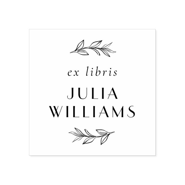 Chic Hand gezeichnet botanische Blätter Ex Libris  Gummistempel (Prägung)