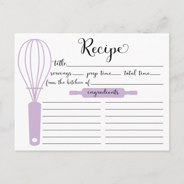 Chic Hand Letder Whisk Recipe Card Postkarte (Vorderseite)