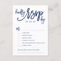 Chic Hand Letding Wedding RSVP Optionen Card Navy