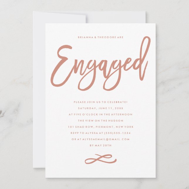 Chic Hand Letted Engagement Party Einladung (Vorderseite)