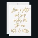 Chic Hand Letted Gold Foto und Wünsche Hinweiskarte<br><div class="desc">"Verlass ein Foto und einige Wünsche für den neuen Herrn. & Mrs."</div>