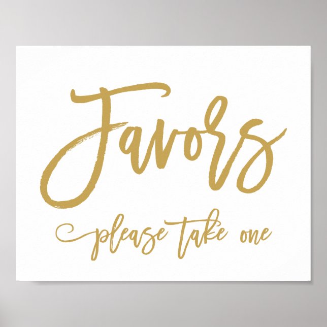 Chic Hand Letted Gold Gastgeschenke Hochzeiten sig Poster (Vorne)