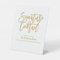 Chic Hand Letted Gold Signature Cocktail Menü Pe