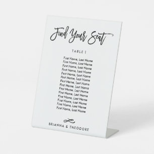 Chic Hand Letted Individual Seating Chart Sockelschild