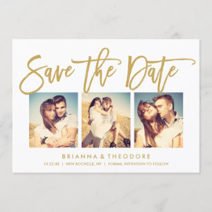 Chic Hand Letted Save the Date Foto Collage