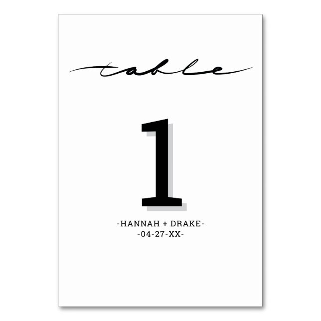 Chic Hand Letted Tischnummer (Vorderseite)