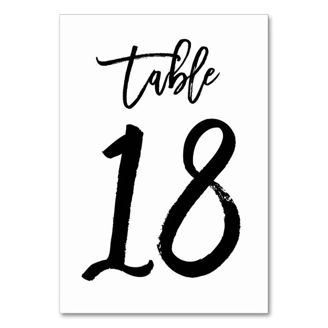 Chic Hand Letted Tischnummer Card | Tabelle 18 (Vorderseite)