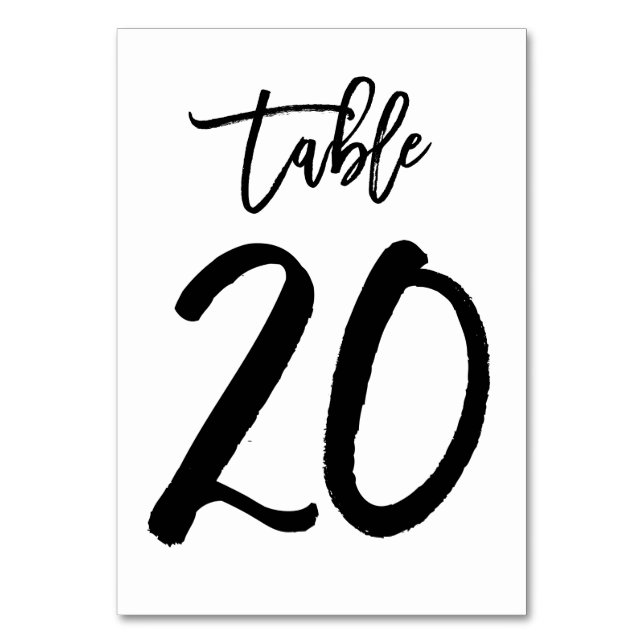 Chic Hand Letted Tischnummer Card | Tabelle 20 (Vorderseite)