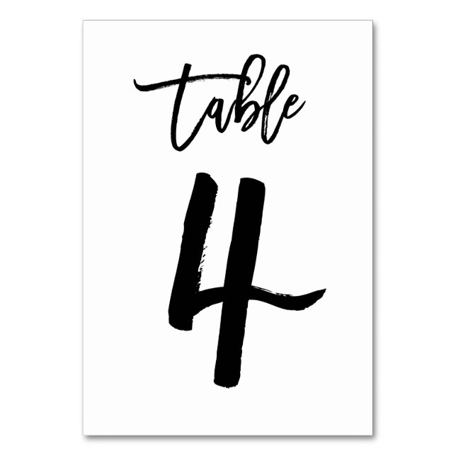 Chic Hand Letted Tischnummer Card | Tabelle 4 (Vorderseite)