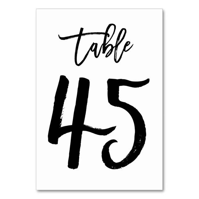 Chic Hand Letted Tischnummer Card | Tabelle 45 (Vorderseite)