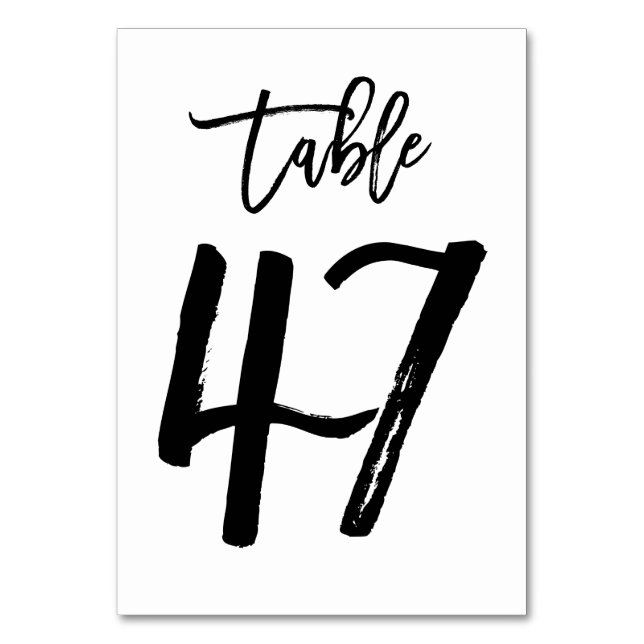 Chic Hand Letted Tischnummer Card | Tabelle 47 (Vorderseite)