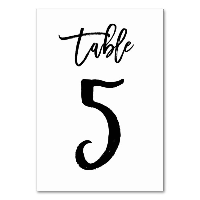 Chic Hand Letted Tischnummer Card | Tabelle 5 (Vorderseite)