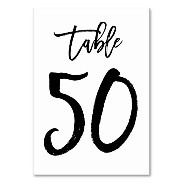 Chic Hand Letted Tischnummer Card | Tabelle 50 (Vorderseite)