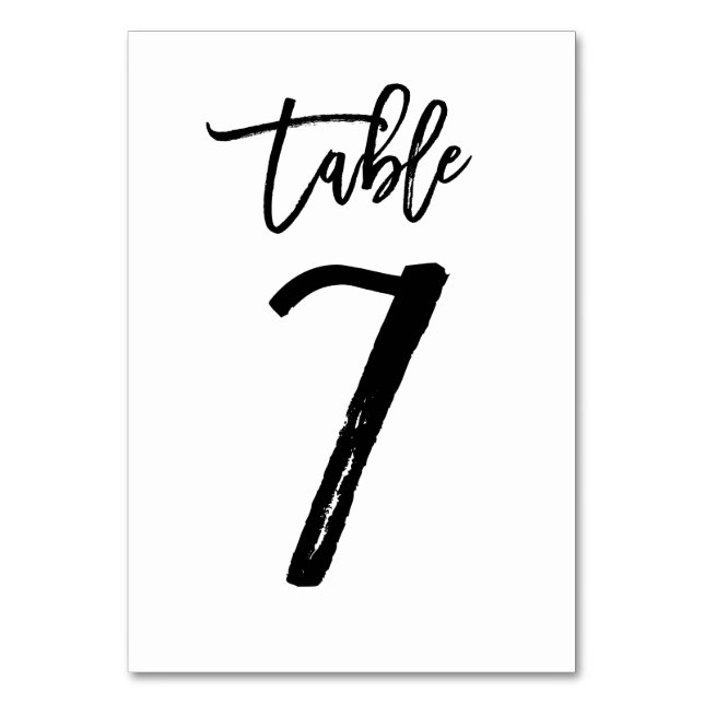 Chic Hand Letted Tischnummer Card | Tabelle 7 (Vorderseite)