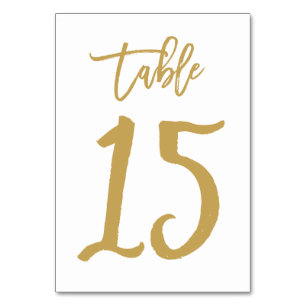 Chic Hand Letted Tischnummer Gold Tabelle 15
