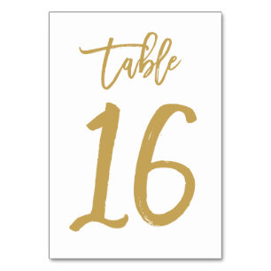 Chic Hand Letted Tischnummer Gold Tabelle 16