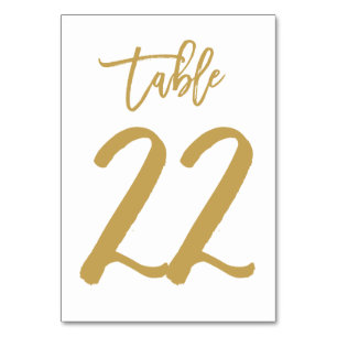 Chic Hand Letted Tischnummer Gold Tabelle 22