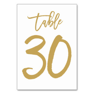 Chic Hand Letted Tischnummer Gold Tabelle 30