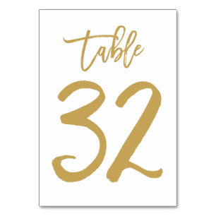 Chic Hand Letted Tischnummer Gold Tabelle 32
