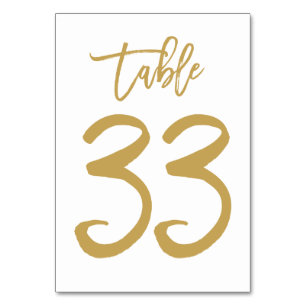 Chic Hand Letted Tischnummer Gold Tabelle 33