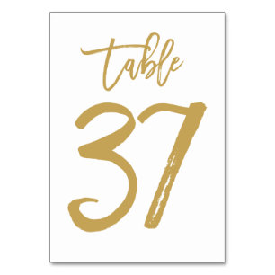 Chic Hand Letted Tischnummer Gold Tabelle 37