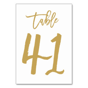 Chic Hand Letted Tischnummer Gold   Tabelle 41