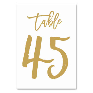 Chic Hand Letted Tischnummer Gold Tabelle 45