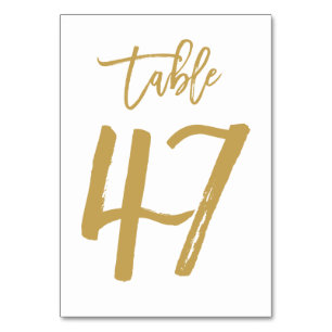Chic Hand Letted Tischnummer Gold Tabelle 47