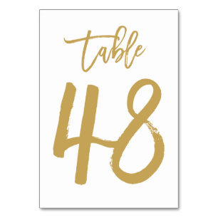 Chic Hand Letted Tischnummer Gold Tabelle 48