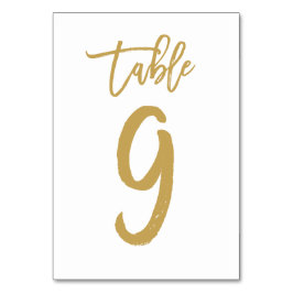 Chic Hand Letted Tischnummer Gold | Tabelle 9