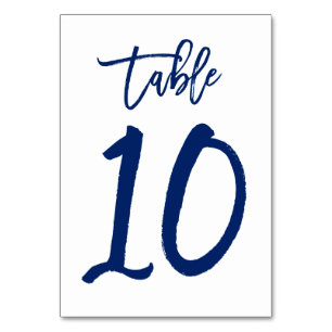 Chic Hand Letted Tischnummer Navy   Tabelle 10