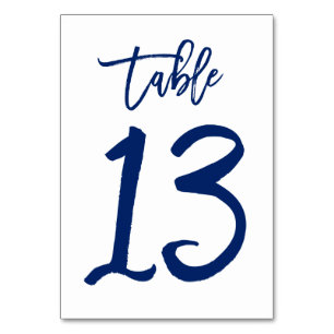 Chic Hand Letted Tischnummer Navy   Tabelle 13