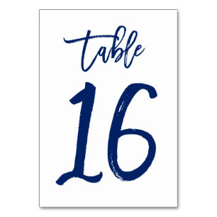 Chic Hand Letted Tischnummer Navy   Tabelle 16