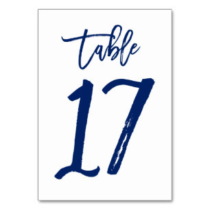 Chic Hand Letted Tischnummer Navy   Tabelle 17