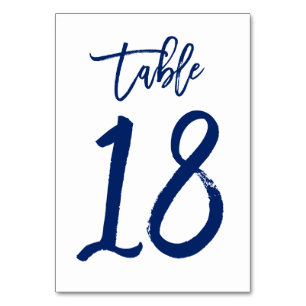 Chic Hand Letted Tischnummer Navy   Tabelle 18