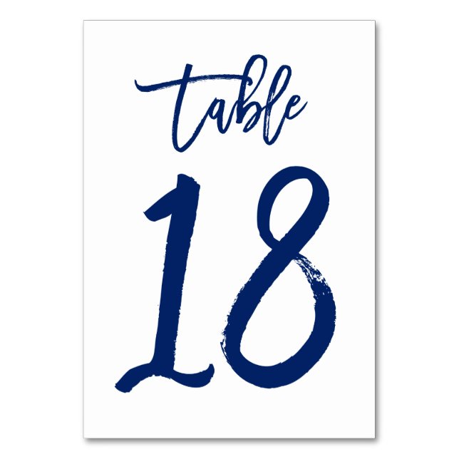 Chic Hand Letted Tischnummer Navy | Tabelle 18 (Vorderseite)