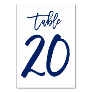 Chic Hand Letted Tischnummer Navy Tabelle 20